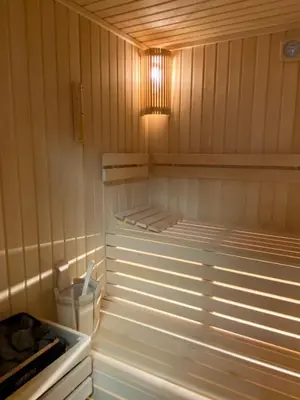 a sauna with a light on top of it at House Reko in Novi Grad