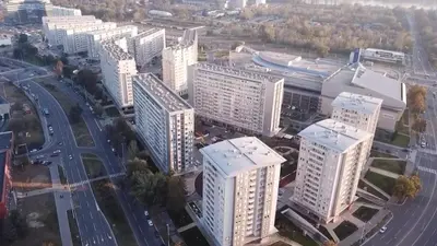 an overhead view of a city with tall buildings at VIKONT studio apartment with parking 5 eur per day in Belgrade
