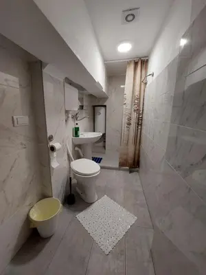 a bathroom with a toilet and a sink at Hostel Inn Downtown in Belgrade