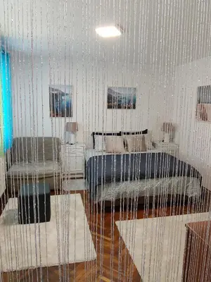 a room with a net in the middle of a room at Apartment Miljakovac in Belgrade