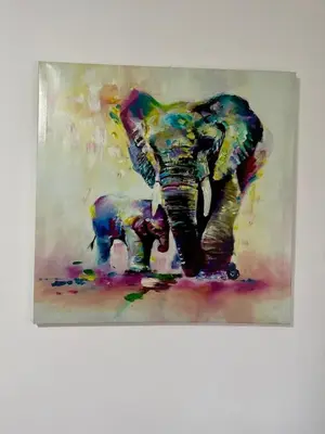 a painting of an elephant with its trunk up at Sweet Venac in Belgrade