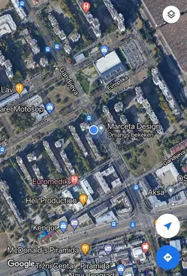 a map of a city with buildings andyards at Milan in Belgrade