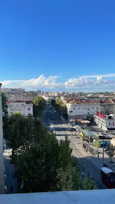 a view of a city with a street and buildings at Luka 1718 Apartments in Belgrade