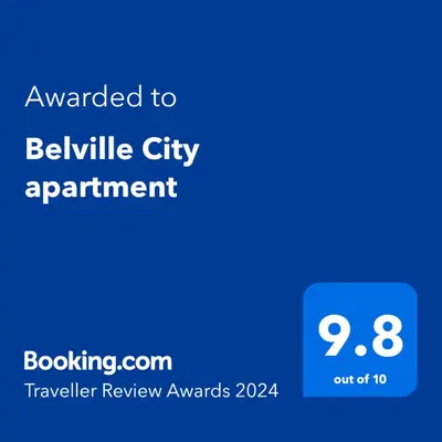a screenshot of a cell phone with the text awarded to bellville city apartment at Belville Delta City apartment, free parking in Belgrade