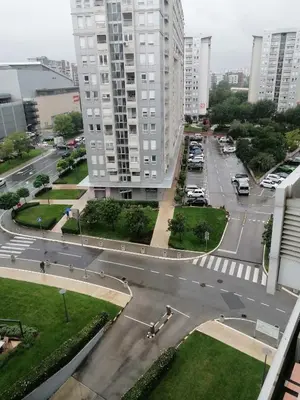 an aerial view of a city street with tall buildings at Anejo Belvil in Novi Beograd