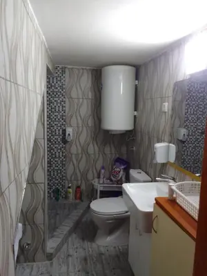 a bathroom with a toilet and a sink at Apartment Antik Belgrade in Belgrade