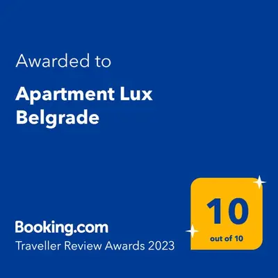 a yellow sign with the text awarded to appointment lux belgrade at Apartment Antik Belgrade in Belgrade
