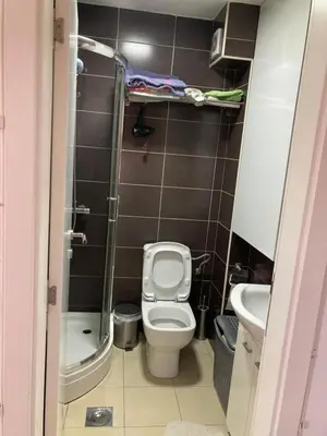 a small bathroom with a toilet and a sink at Forest View in Belgrade