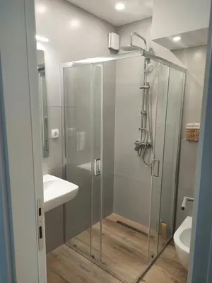 a bathroom with a shower and a sink at Dolce vita 1 in Belgrade