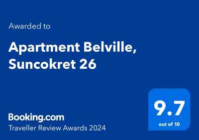 a blue sign with the words appointment bellville summerspect at Apartment Belville, Suncokret 26 in Novi Beograd