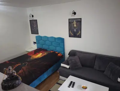 a living room with a couch and a bed at Gorila 1 in Voždovac
