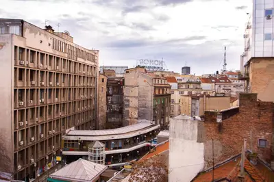 an aerial view of a city with buildings at Premium Suites Terazije in Belgrade