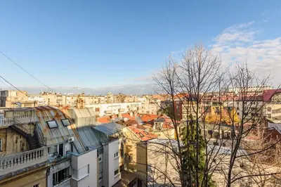 a view of a city with buildings at Brand new flat near Tesla museum in Belgrade