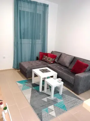 a living room with a couch and a table at Apartman KLM in Pančevo