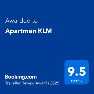 a blue screen with the text awarded to aprilanan kim at Apartman KLM in Pančevo