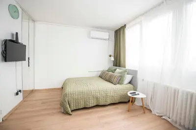 a bedroom with a bed and a tv in it at Smart lux in Tošin Bunar