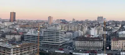 a view of a city with many tall buildings at Skyway Apartment Belgrade Waterfront in Belgrade