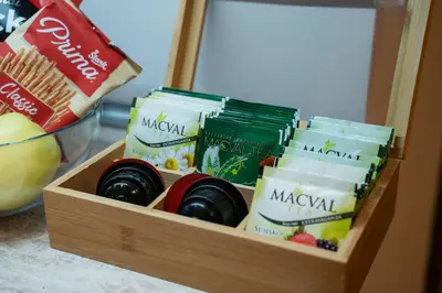 a wooden box filled with milk and other products at Family & Friends Apt, Skadarlija in Belgrade