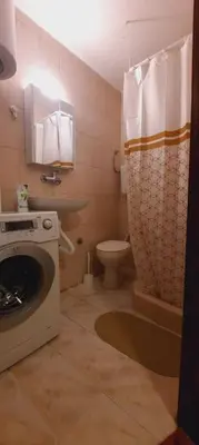 a bathroom with a washing machine and a toilet at Old Cherry Apartment in Vračar (historical)