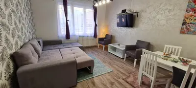 a living room with a couch and a table at JULIJA apartment in Belgrade