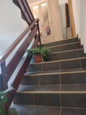 a set of stairs with two potted plants on them at Vojin Meljak in Meljak