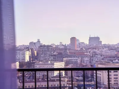 a view of a city skyline from a building at Metropolitan Apartman - City View in Belgrade