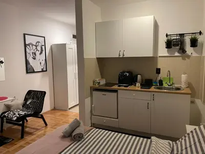 a kitchen with a sink and a counter top at Gaga 1 in Filmski Grad