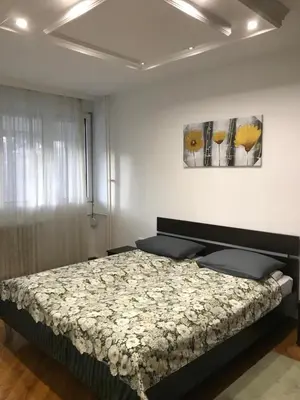 a bedroom with a bed in a room at Bulevar NT Novi Beograd, Zemun in Belgrade
