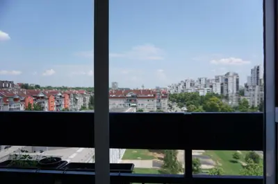 a view of a city from a window at Dolce Vita Apartment in Belgrade