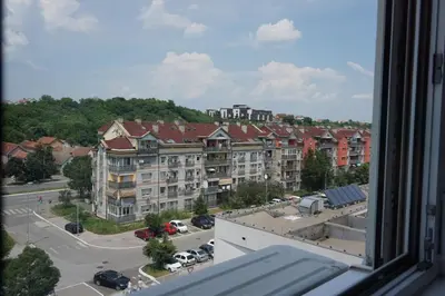 a view from a window of a city with buildings at Dolce Vita Apartment in Belgrade