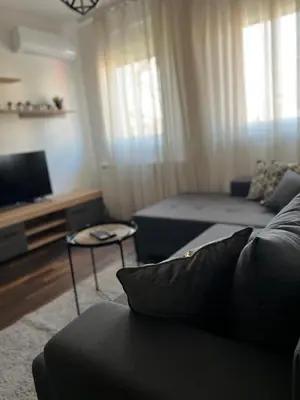 a living room with a couch and a tv at Delete 8 in Novi Grad