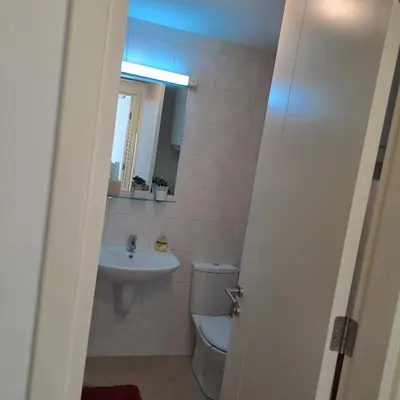 a bathroom with a toilet and a sink at Manhattan apartman Zumbul Belvil in Belgrade