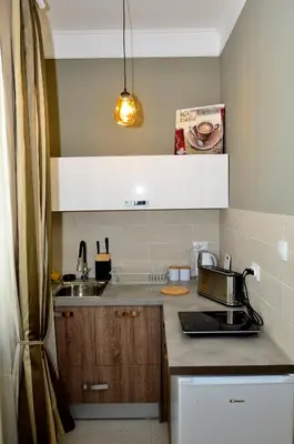 a kitchen with a sink and a counter top at Kursula in Vračar (historical)
