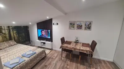 a living room with a couch and a table and a television at SAMITEST in Batajnica