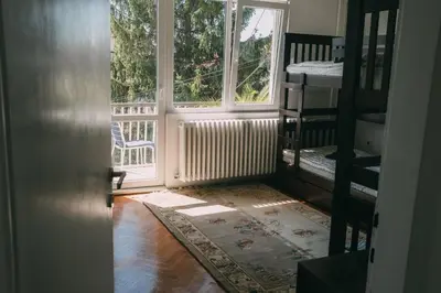 an open door to a room with a window at Smart hostel in Belgrade