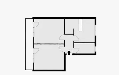 a black and white floor plan of aominium at Maksim in Vračar (historical)