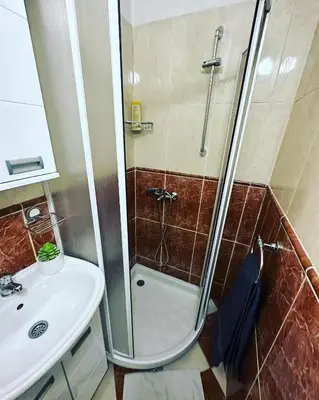 a bathroom with a shower and a sink at Central Peaceful Nest Belgrade in Belgrade