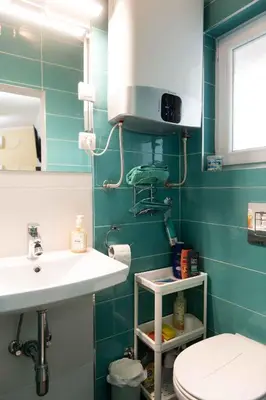 a bathroom with a sink and a toilet at House of Vracar 2 in Dušanovac (historical)