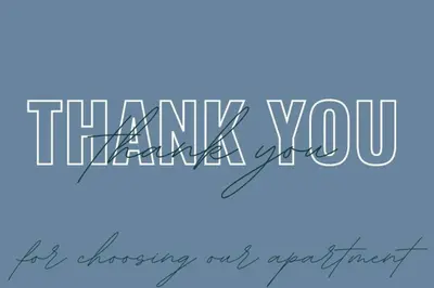 a sign that says thank you in cursive handwriting at Apartman u blizini centra grada in Belgrade