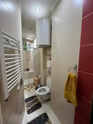 a small bathroom with a toilet and a sink at Dalmatinska Apartman in Belgrade