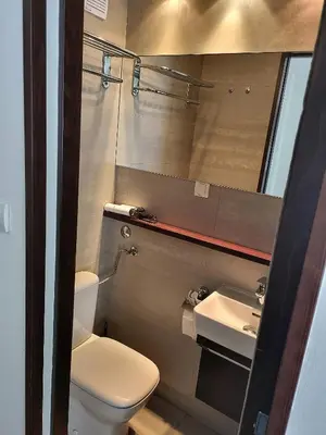 a small bathroom with a toilet and a sink at Dixy 2 in Belgrade