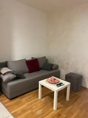 a living room with a couch and a table at Belgrade with love in Novi Beograd