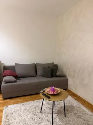 a living room with a couch and a table at Belgrade with love in Novi Beograd