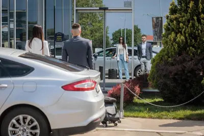 a group of people standing outside of a building at Euro Garni Hotel in Belgrade