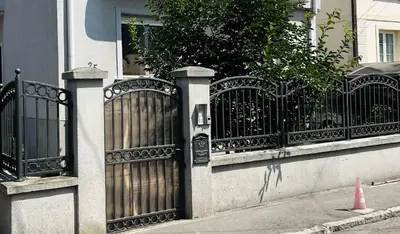 a wrought iron fence in front of a house at Lily in Belgrade