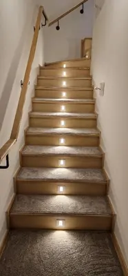 a set of stairs with lights on them at Carice Milice Old Town Residence in Belgrade